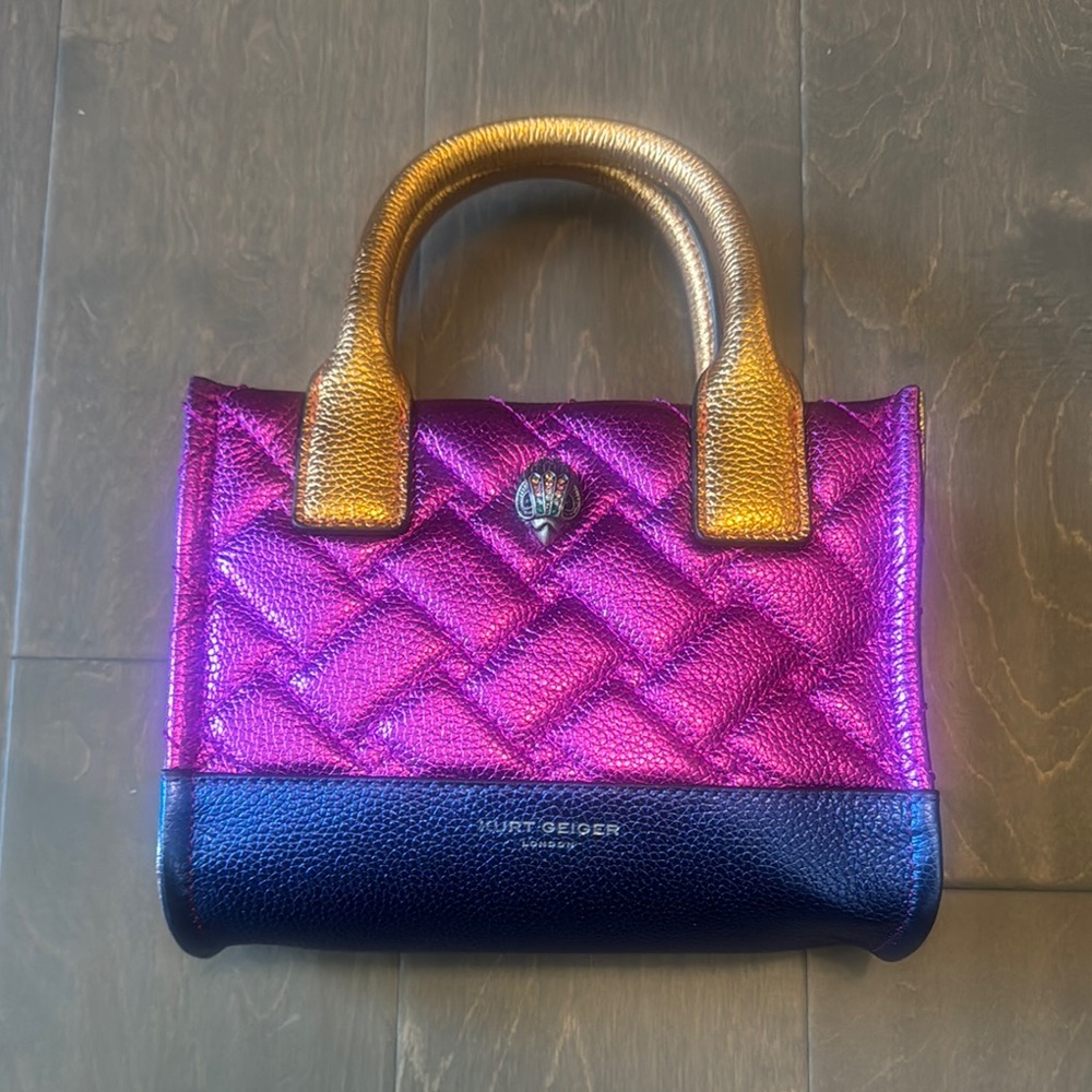 Kurt Geiger Pink and Gold Mini Quilted Bag